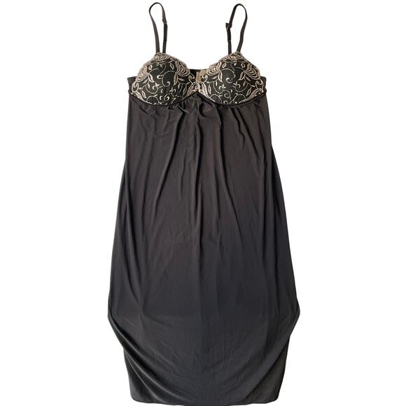 Ambrielle Women Intimate Dress size M Sexy Padded Bra Embroidered Maxi Black - Picture 1 of 6